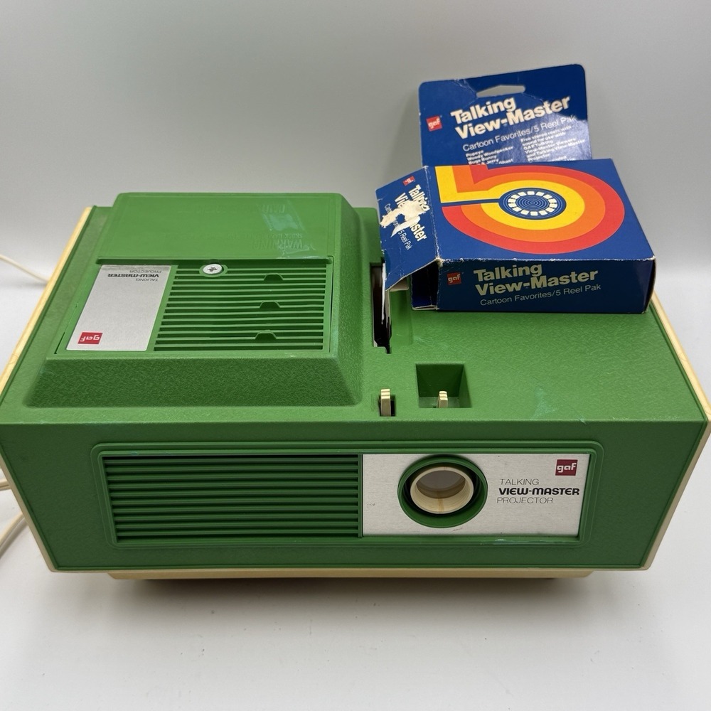 Vintage GAF Talking View-Master Projector Tested Works + 5 Reels Manual USA